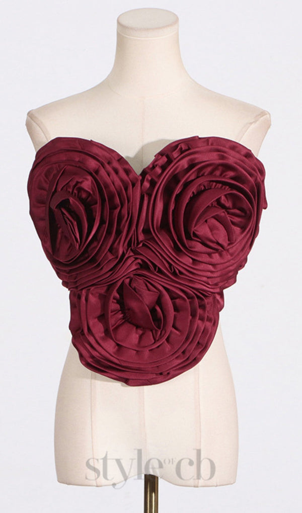ANIMA 3D FLOWER TOP IN RED