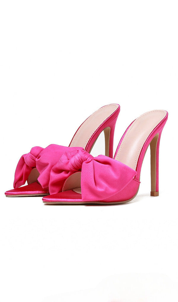 HOT PINK BOW-DETAIL MULES