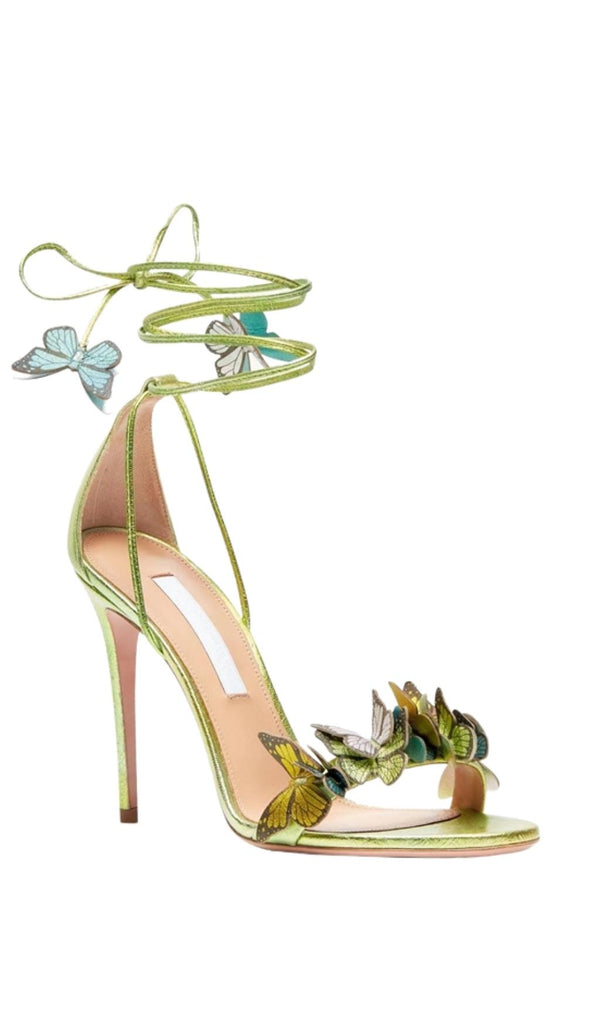 BUTTERFLY STILETTO HIGH HEELS Shoes styleofcb 34 GREEN 