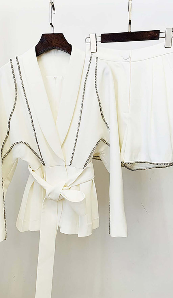 WAVY STRASS JACKET DRESS IN WHITE sis label 