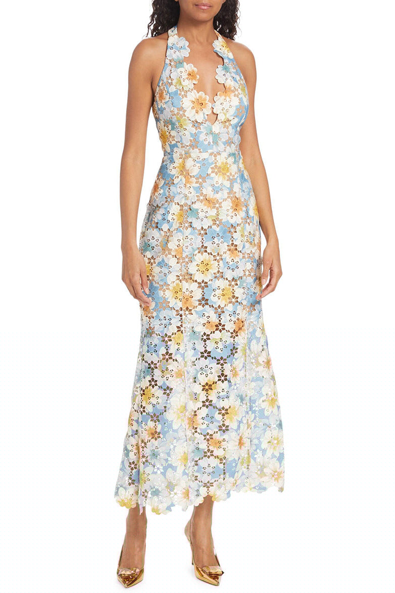 V-neck Side Split Long Dress