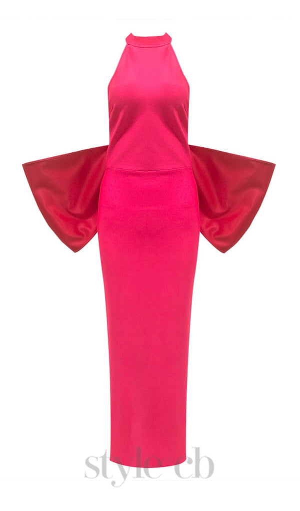 bow backless bandage maxi dress in red