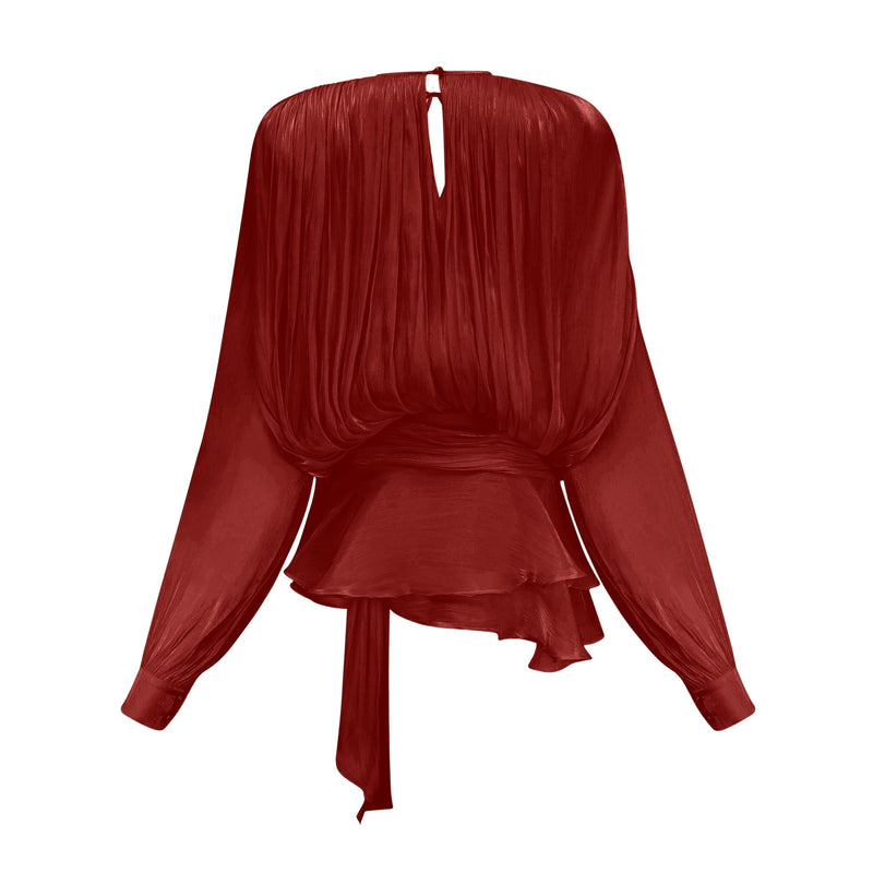 fully-pleated ruffled mini dress in Red