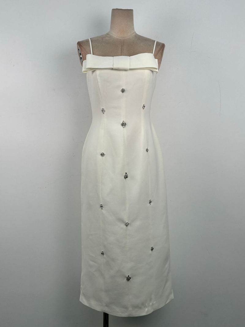Sheath Straight Across Neck Taffeta Midi Dress