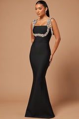 Masie crystal embellished Bandage Gown in Black