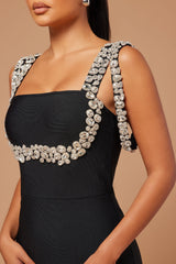 Masie crystal embellished Bandage Gown in Black