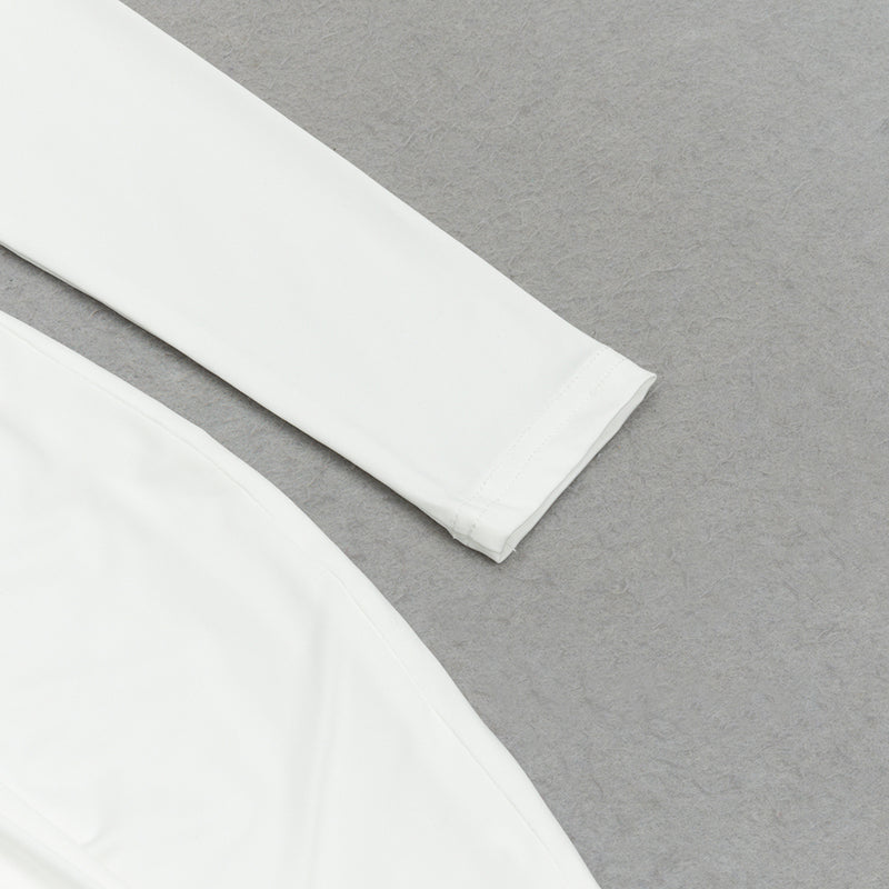 WHITE ONE-SLEEVE WAISTED TWIST DRESS