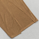 BROWN PLEATED LONG-SLEEVE SLIT MAXI DRESS