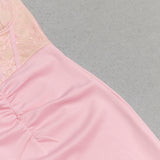 PINK SUSPENDER LACE RUFFLE DRESS