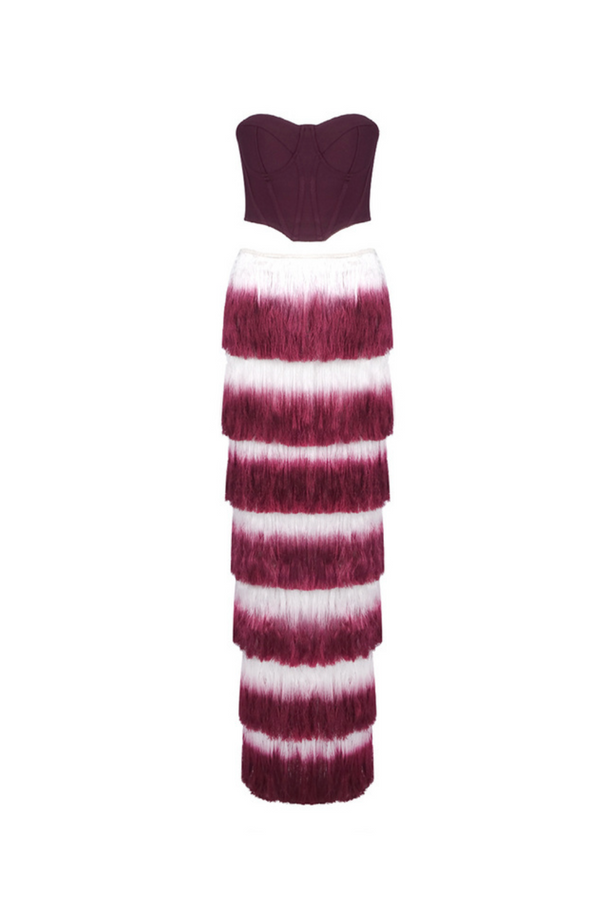 ashley Gradient Fringe Corset Two Piece Bandage Set