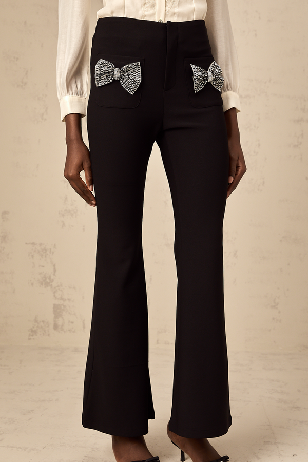 Gelsomina bow-embellished flared trousers