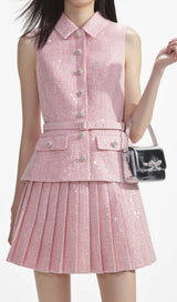 Pink Boucle Tailored Mini Dress