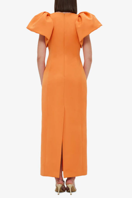 edwina Embellished Maxi Dress Hydrangea Print in Tangerine