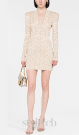 GRACE APRICOT MONOGRAM-JACQUARD MINI DRESS