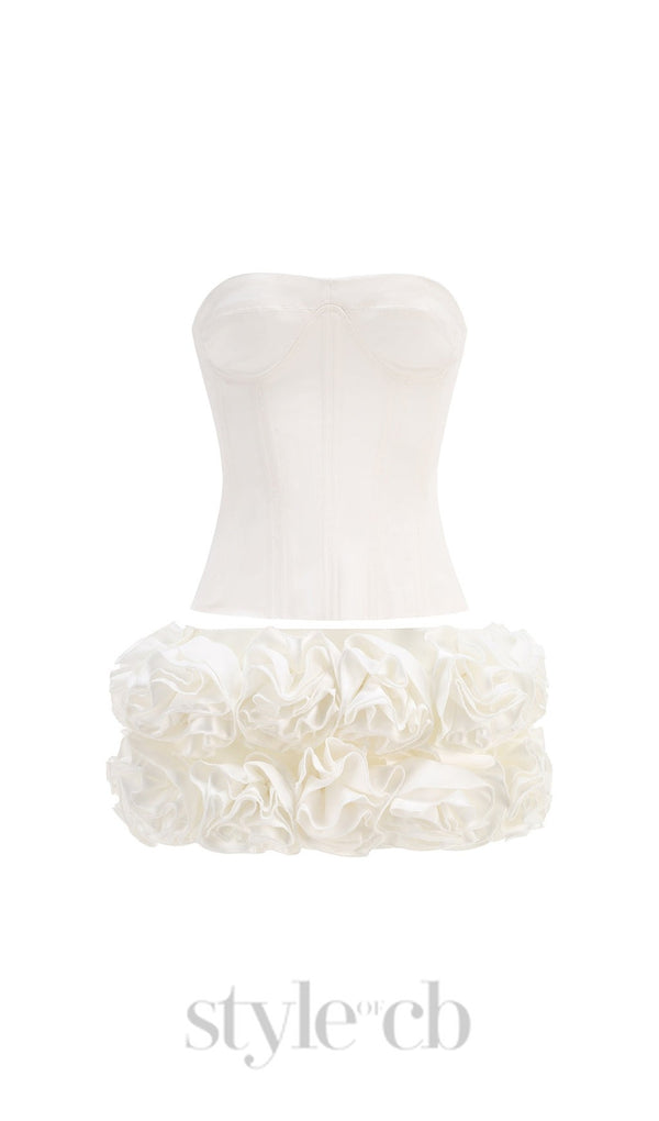 CLEGG WHITE CORSET FLOWER TWO-PIECE SET