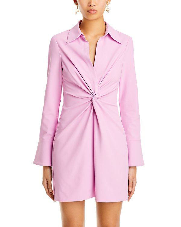 ruched shirt mini dress in pink