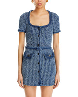 PATRICIA BRAIDED TRIM TEXTURED DRESS IN BLUE