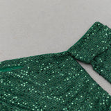 Asymmetric sequin cut out maxi dress in green