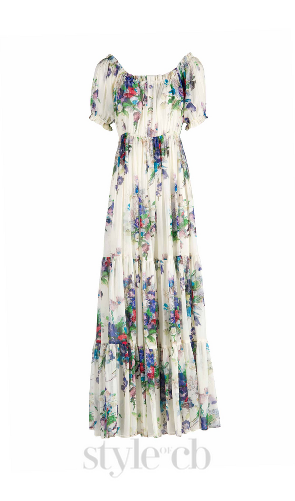 FLORAL BOUQUET PRINTED MAXI DRESS