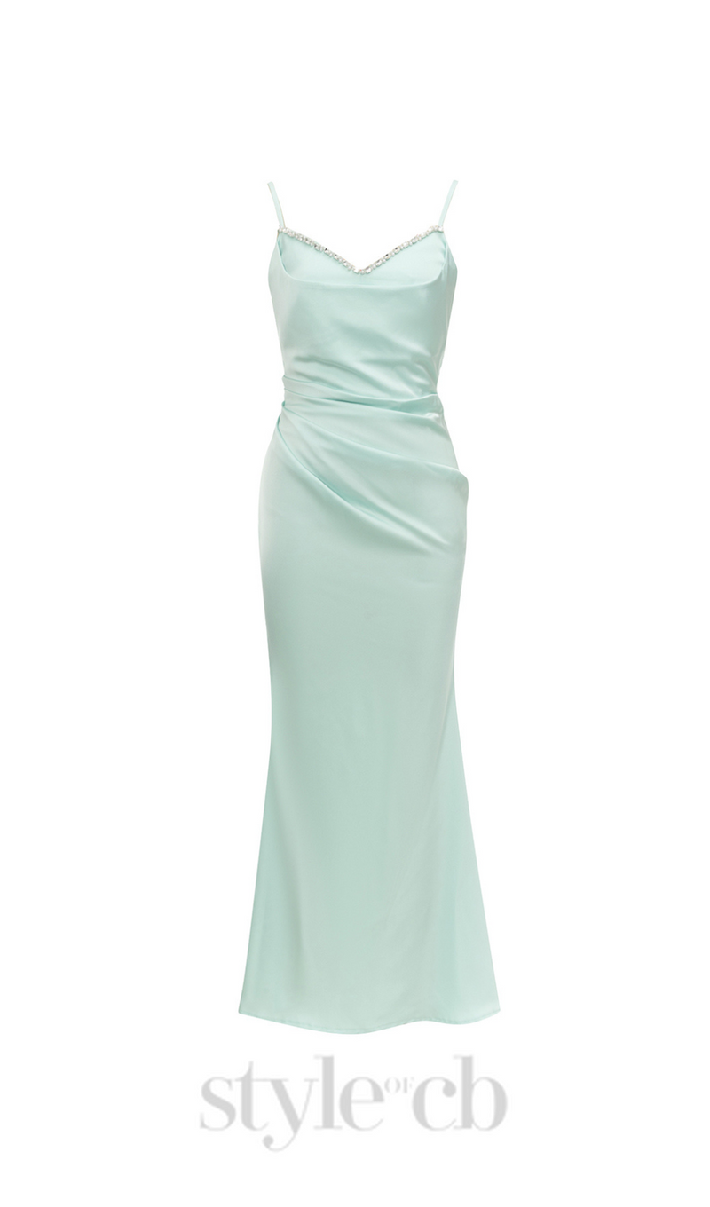 CATHY BEADED EMBELLISHED MAXI DRESS IN PALE GREEN