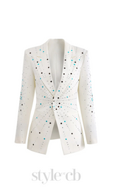 GLADYS WHITE PEAK LAPEL BLAZER WITH BEADINGS