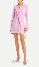 ruched shirt mini dress in pink