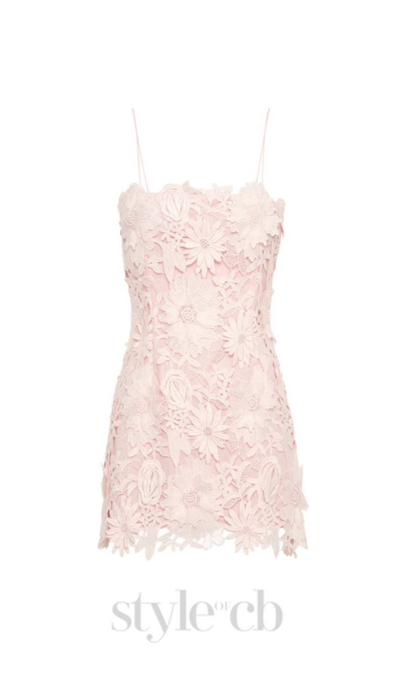 FREDA FLORAL LACE MINI DRESS IN PINK