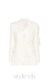 ELIZABETH WHITE FLORAL APPLIQUÉ BLAZER