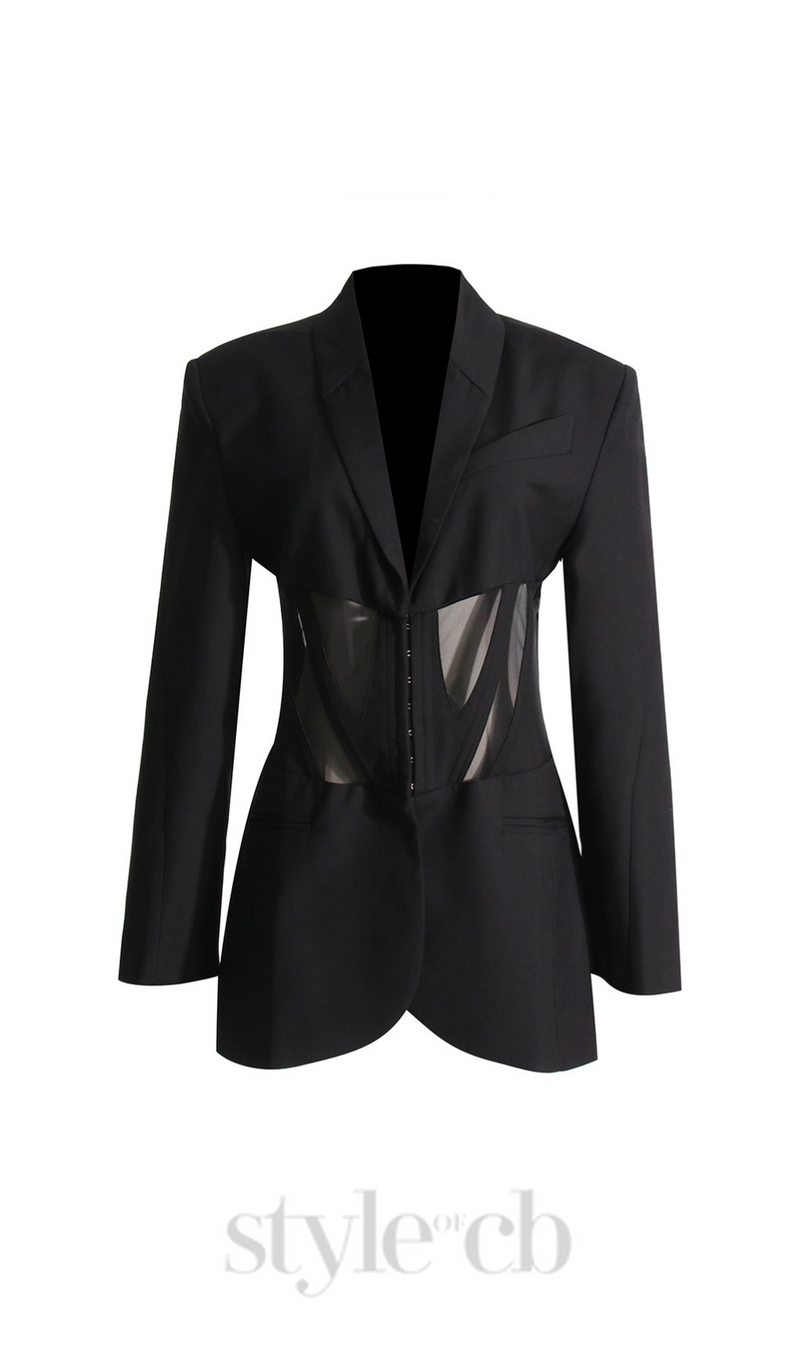 v-neck Corset Jacket in black