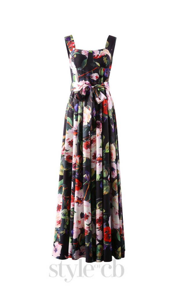 TRUDA MULTICOLOR FLORAL PRINTED MIDI DRESS