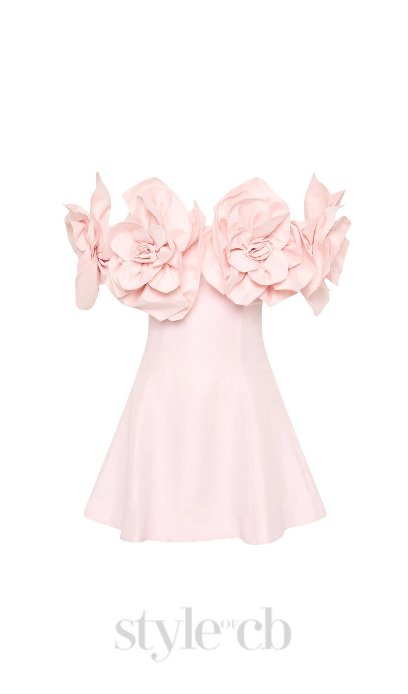 Etta flower strapless mini dress in pink