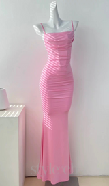 JERSEY CORSET MAXI DRESS IN PINK