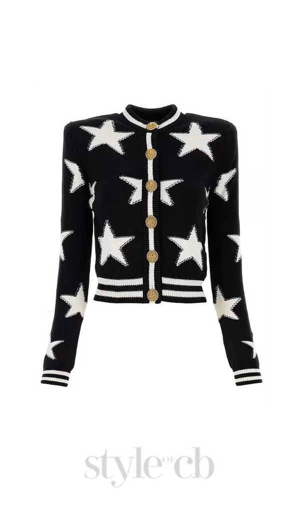 Star Jacquard black Cardigan