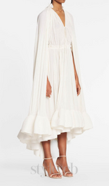 RUFFLE TRIM MAXI DRESS IN WHITE