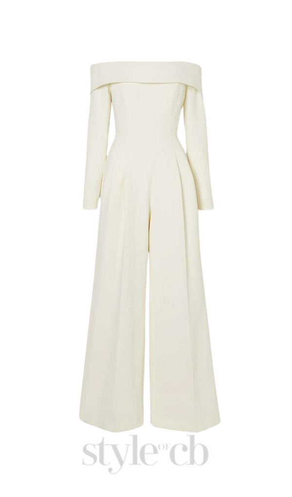 DOMINIC OFF-THE-SHOULDER CREPE JUMPSUIT IN IVORY