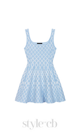 SUSIE BLUE JACQUARD KNIT MINI DRESS