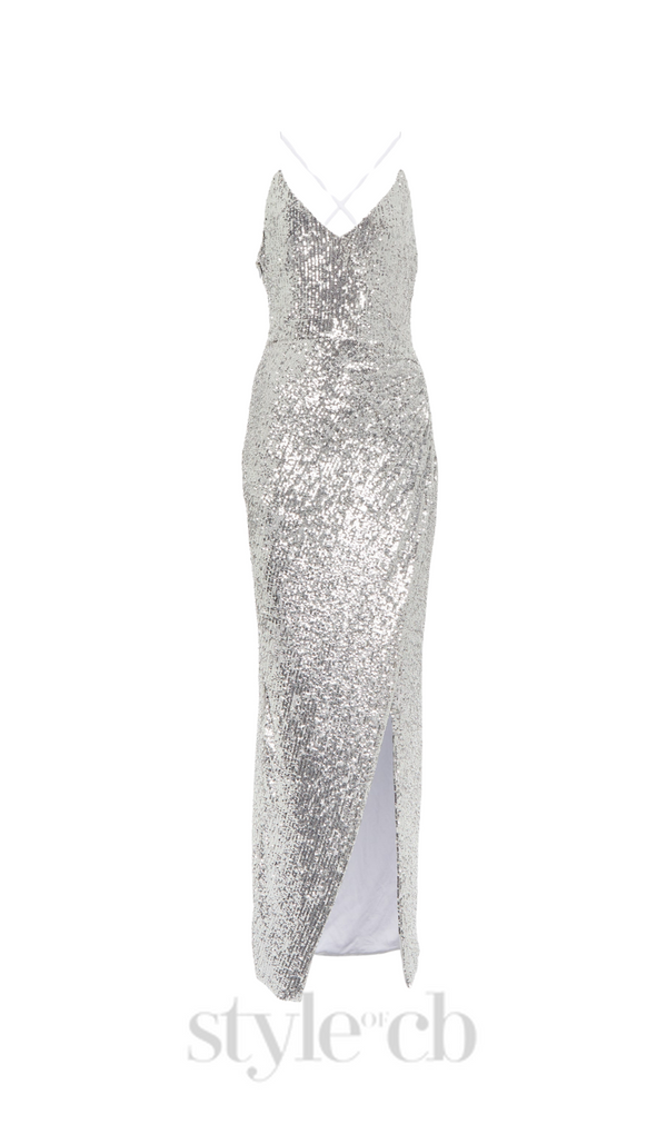 TAMMY SEQUINED MAXI DRESS IN SLIVER