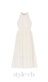 Coralie Heart Lace Midi Dress in white