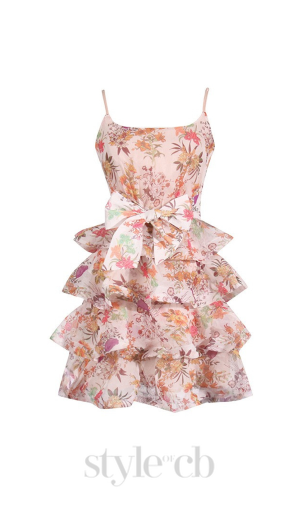 AMANDA MULTICOLOR FLORAL PRINTED RUFFLE MINI DRESS