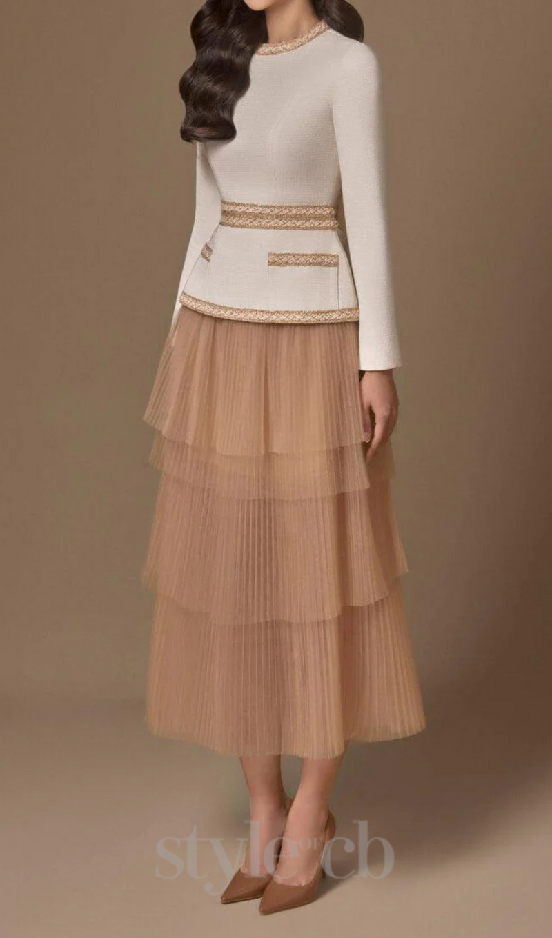 Kaity Layered Skirt set in beige