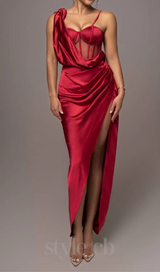 Red Anastacia Drape Maxi Dress