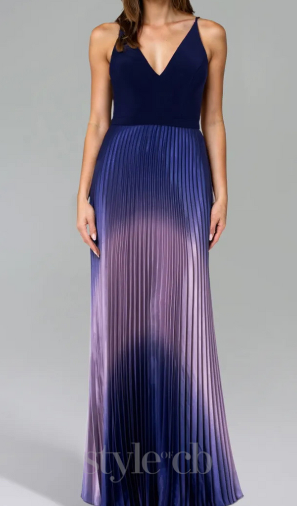 Brianna Pleated Shimmer Gown