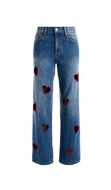 Elowen Heart Embroidered Cutout Jeans