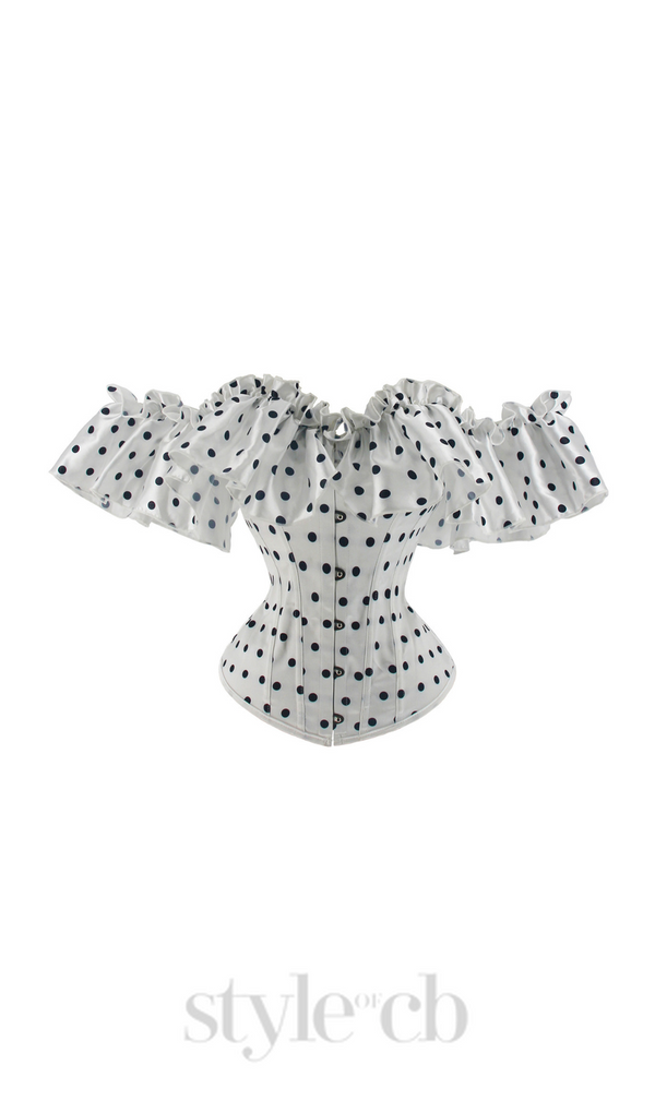 SUZANNE GRAY POLKA DOT OFF-SHOULDER CORSET