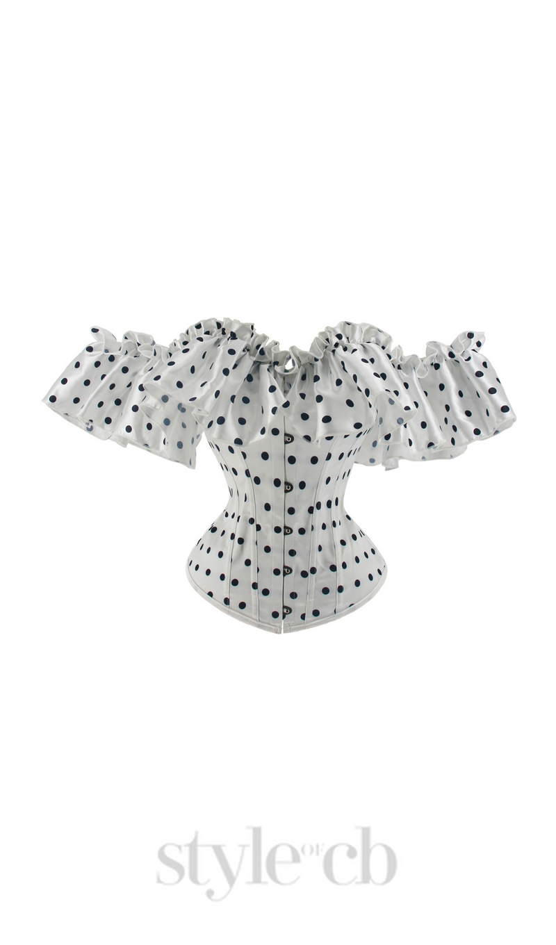 SUZANNE GRAY POLKA DOT OFF-SHOULDER CORSET