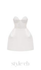 STRAPLESS BUSTIER MINI DRESS IN WHITE