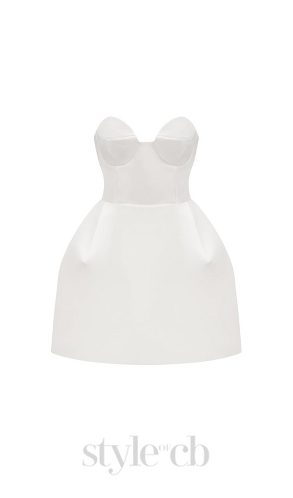 STRAPLESS BUSTIER MINI DRESS IN WHITE