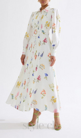 MURIEL LONG CUFFED SLEEVES FLORAL MAXI DRESS