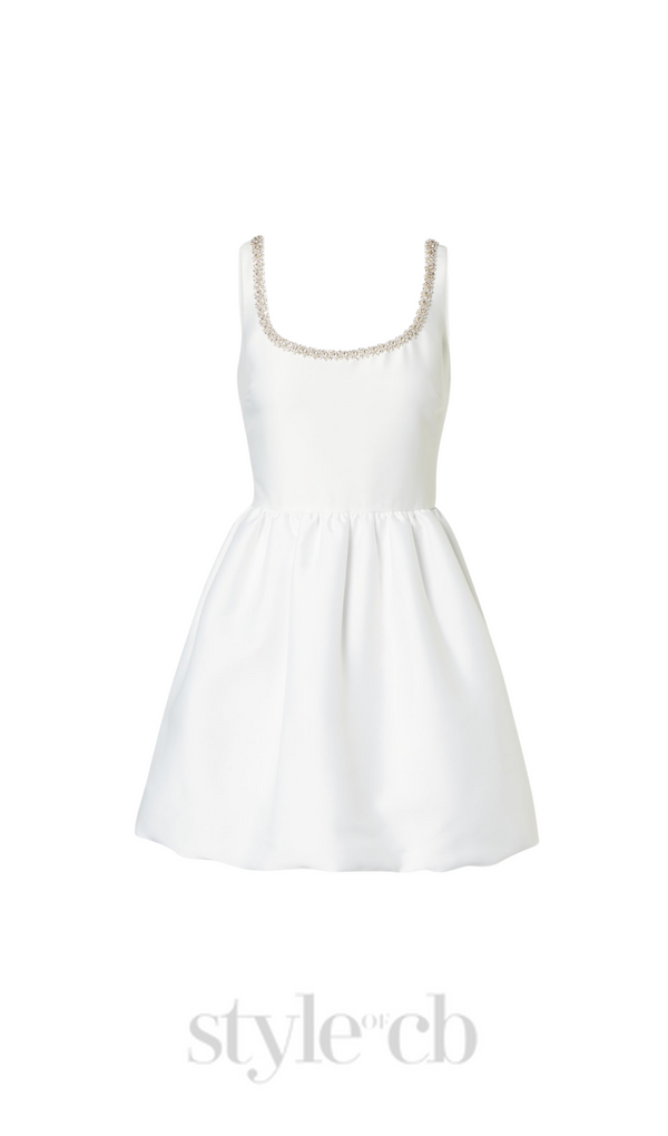 DOROTHY WHITE TAFFETA DIAMANTE MINI DRESS