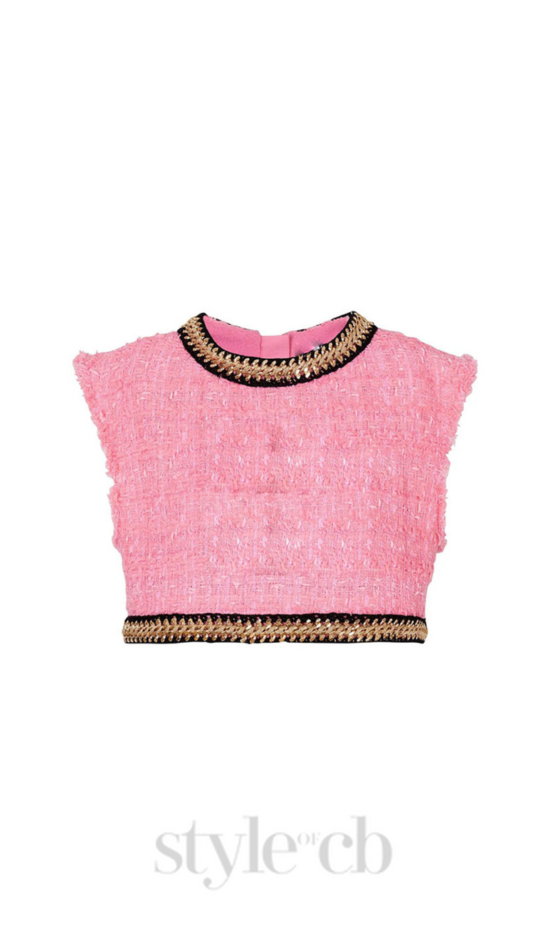 EMBROIDERED CROPPED TOP IN PINK